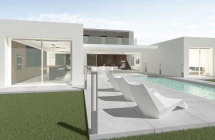 Vue sur la piscine - Maison contemporaine de 200 m² Genas