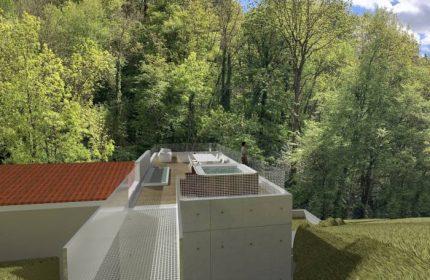 Terrasse toit - Extension en béton d’une longère dans le nord de l’Isère